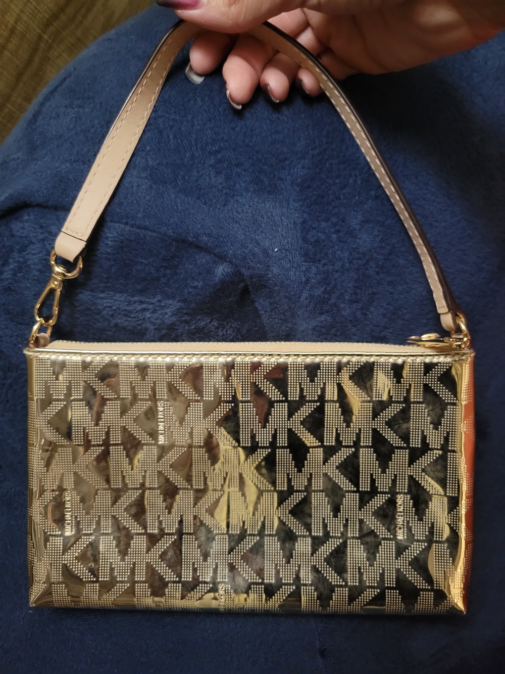 Michael Kors Gold MK Signature Wristlet Clutch - Picture 3 of 4